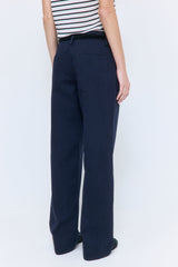 Mid Rise Cotton Pleat Pants