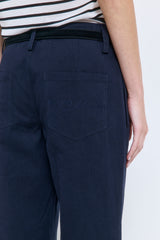 Mid Rise Cotton Pleat Pants