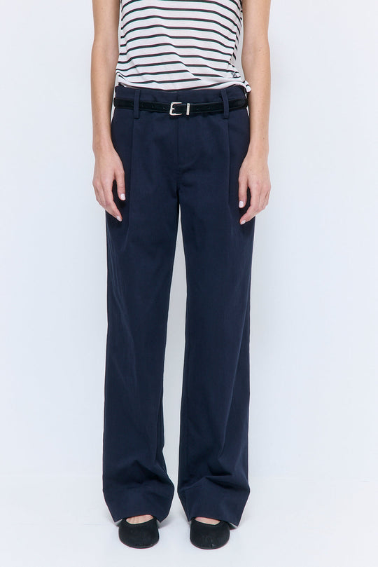 Mid Rise Cotton Pleat Pants - Dé Rococo