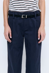 Mid Rise Cotton Pleat Pants
