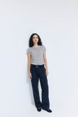 Mid Rise Cotton Pleat Pants