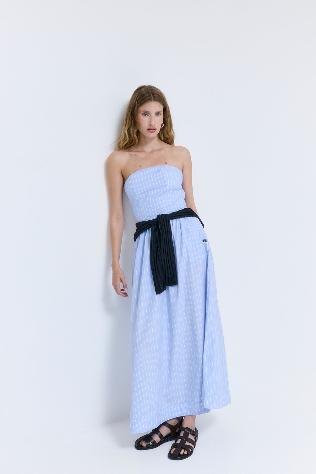 Strapless Corset Poplin Maxi Dress