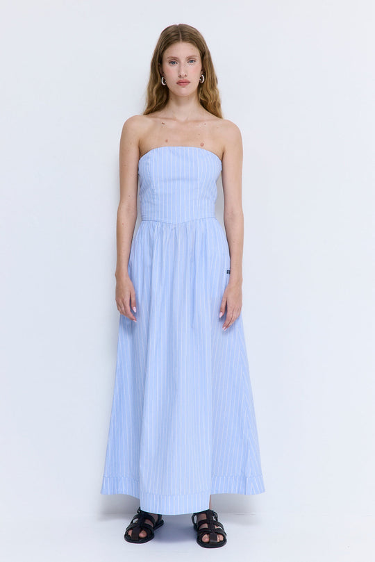 Strapless Corset Poplin Maxi Dress - Dé Rococo