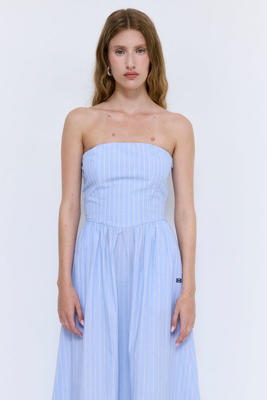 Strapless Corset Poplin Maxi Dress - Dé Rococo