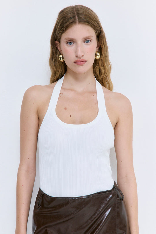 Ribbed Halter Neck Tank Top - Dé Rococo