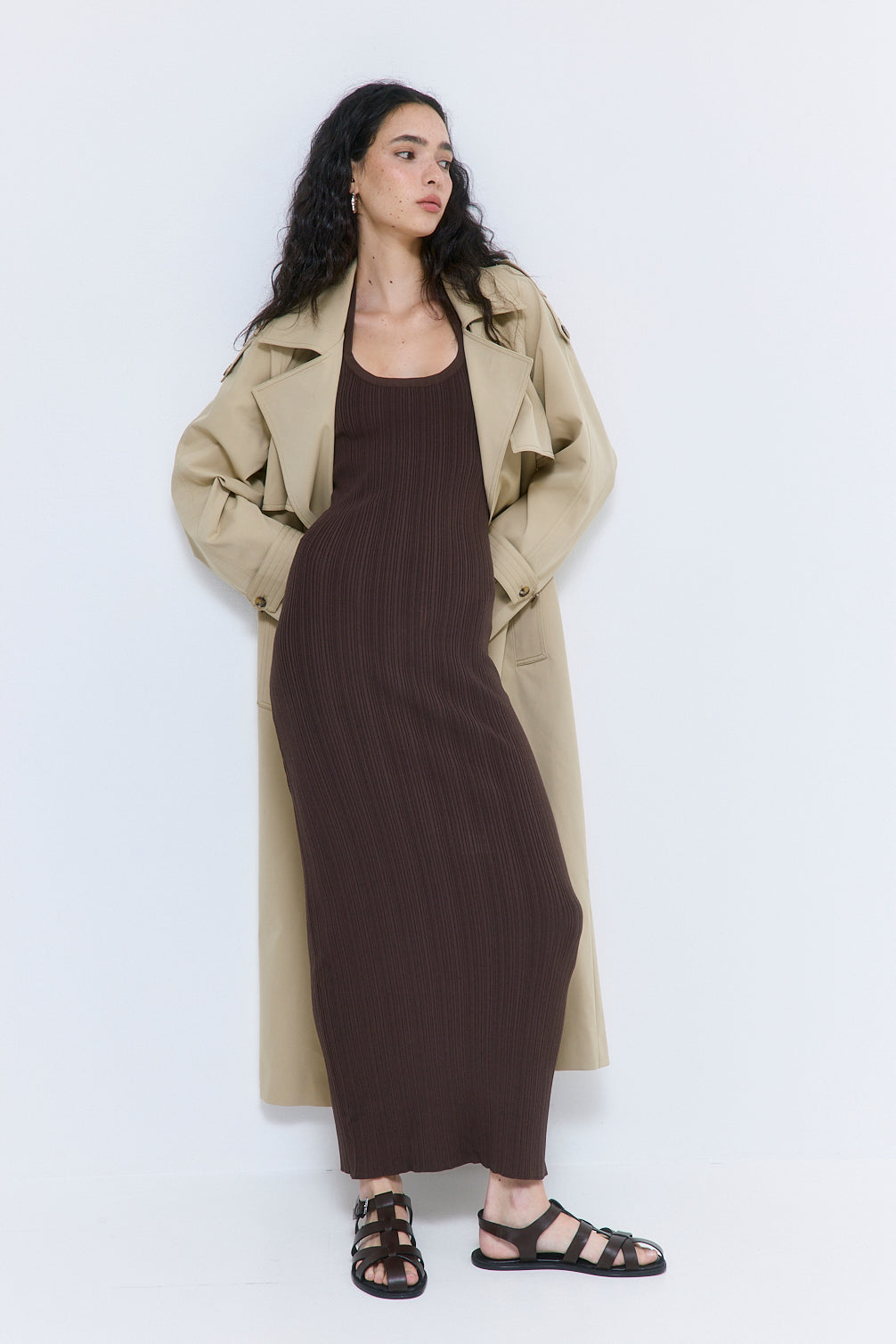 Ribbed Halter Neck Maxi Dress - Dé Rococo