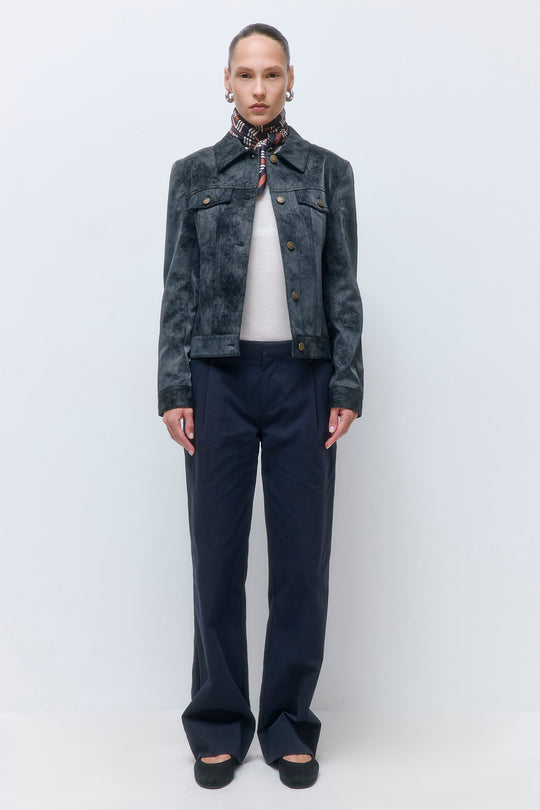 Vegan Leather Denim Fit Jacket - Dé Rococo