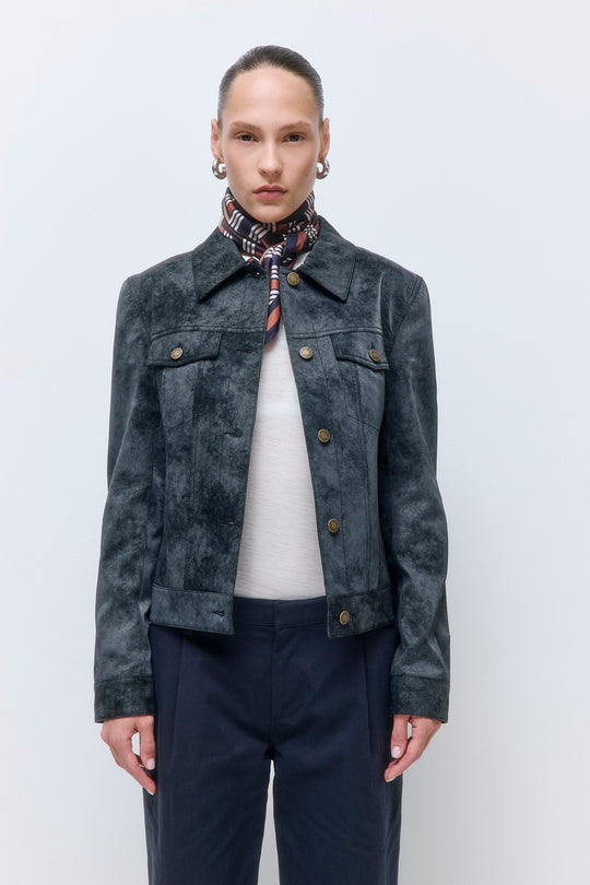 Vegan Leather Denim Fit Jacket - Dé Rococo