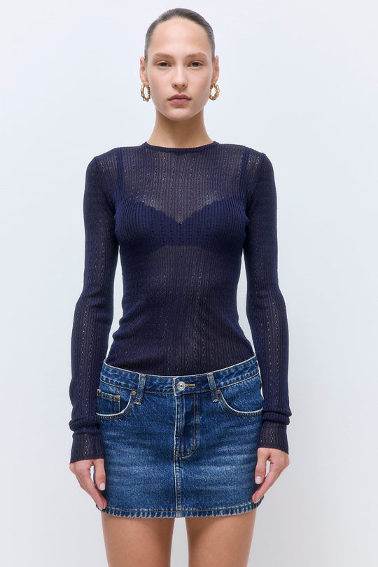 Semi Sheer Crochet Crewneck - Dé Rococo