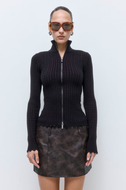 Fitted Cable Knit Cardigan