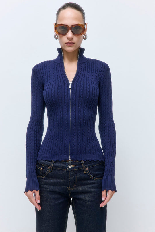 Fitted Cable Knit Cardigan - Dé Rococo