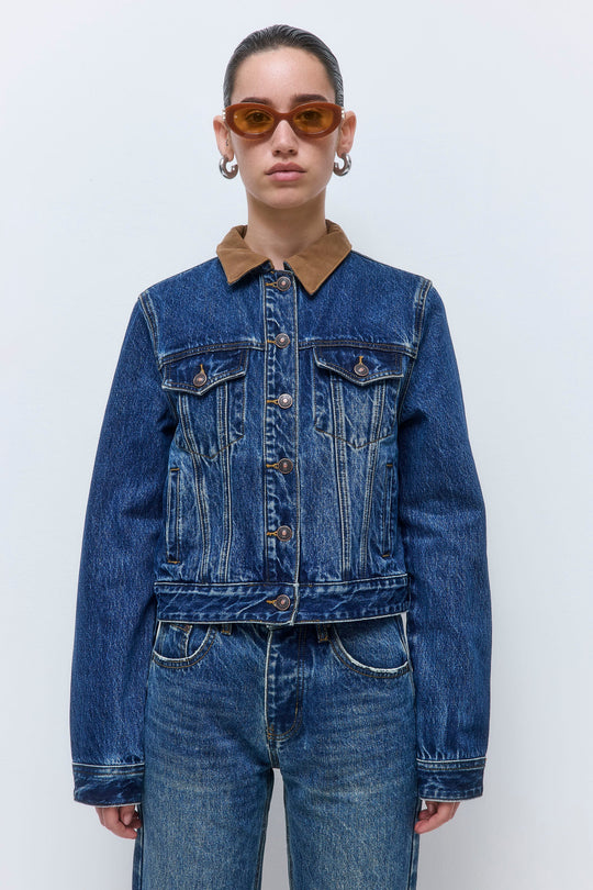 Contrasting Fitted Denim Jacket - Dé Rococo