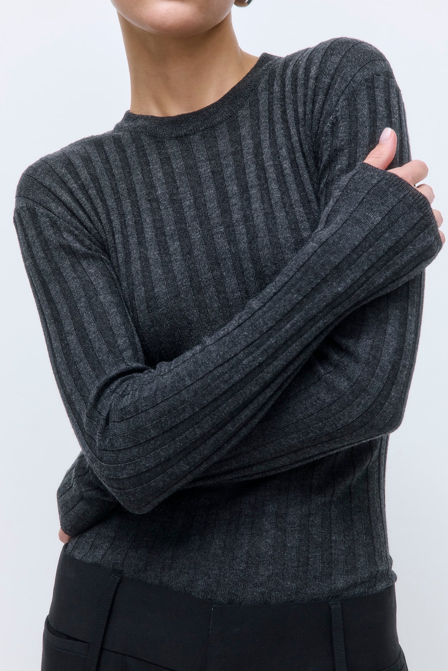 Soft Ribbed Crew Neck