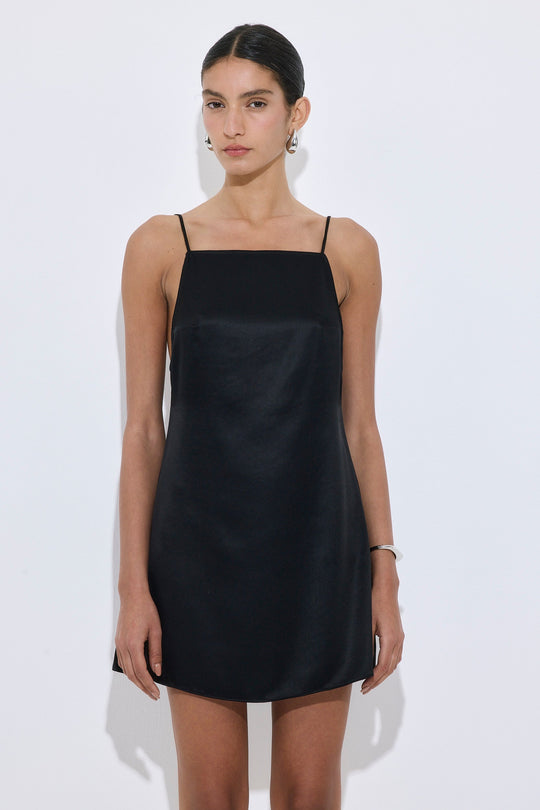 Satin Squared Neck Mini Dress