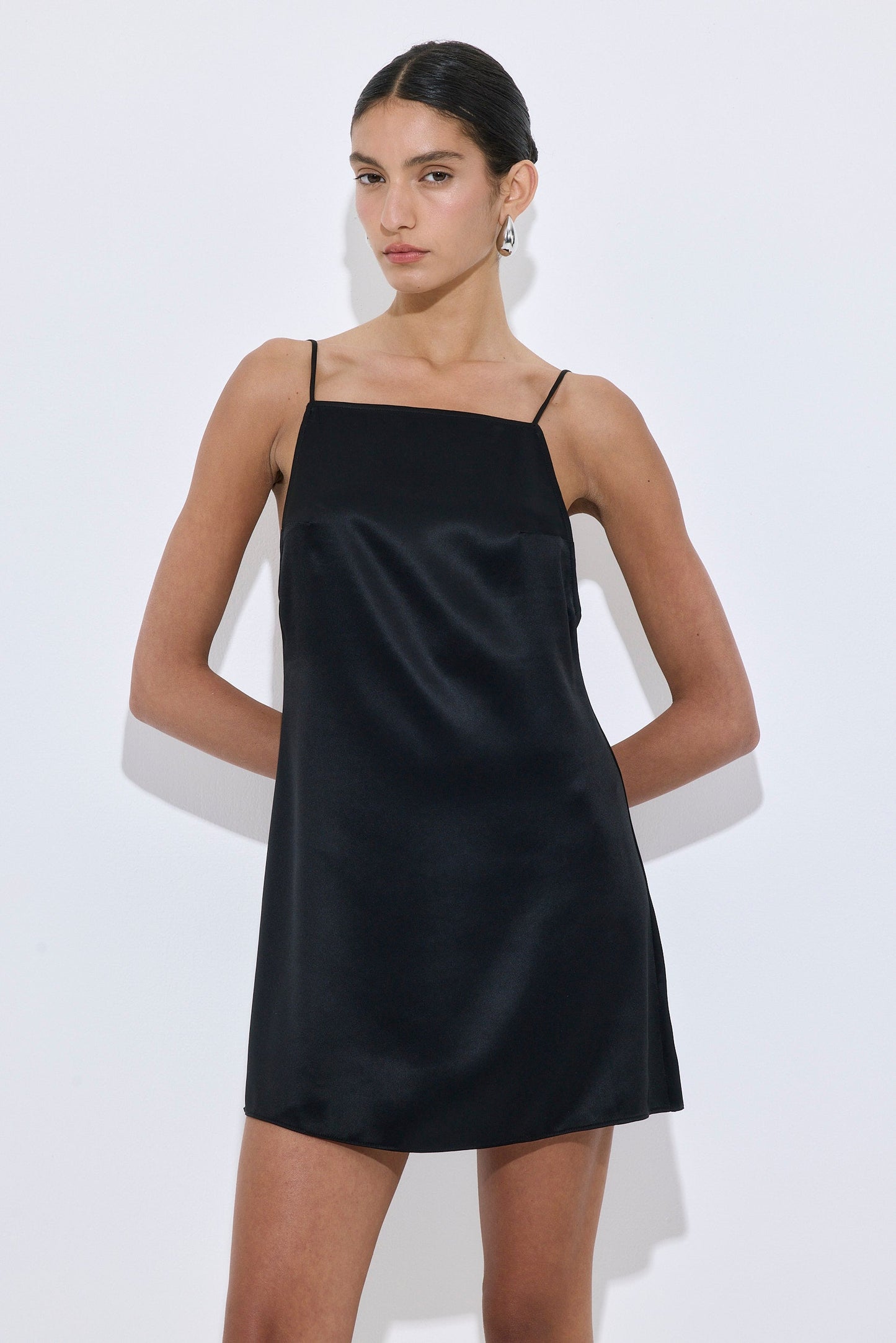 Satin Squared Neck Mini Dress - Dé Rococo