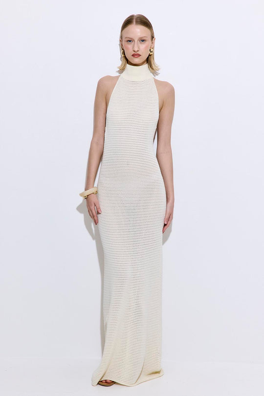Crochet Turtle Neck Maxi Dress - Dé Rococo