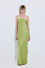 Satin Strapless Maxi Dress