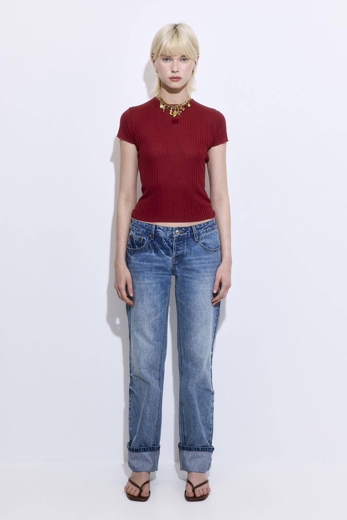 Sheer Ribbed Logo Top