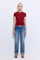 Sheer Ribbed Logo Top