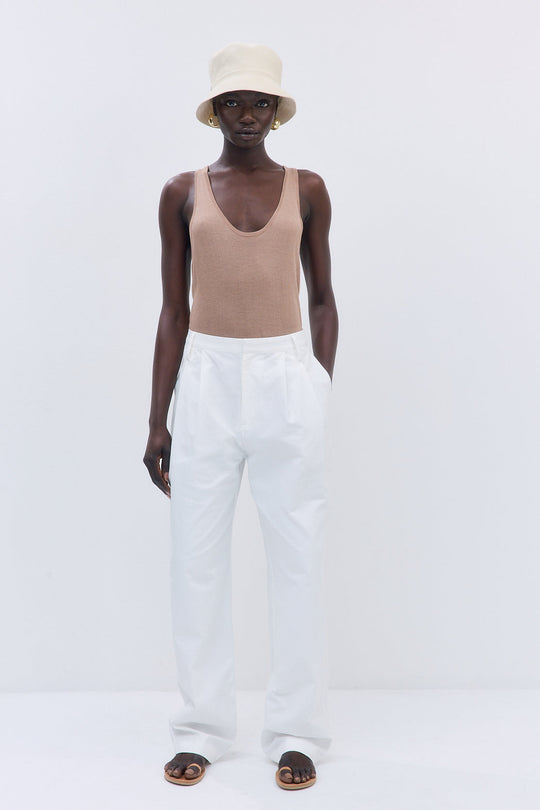 Semi Sheer Deep Scoop Tank - Dé Rococo