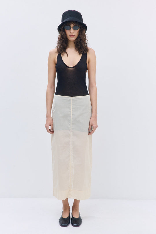 Semi Sheer Deep Scoop Tank - Dé Rococo