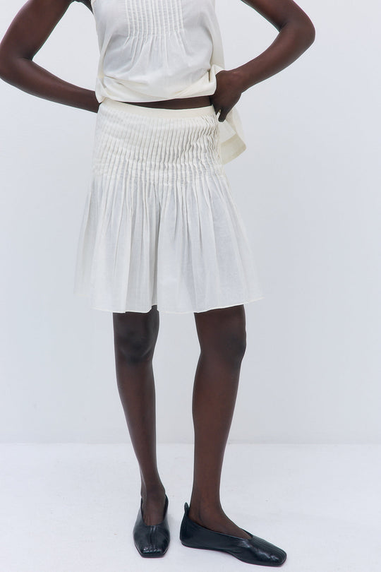 Semi Sheer Pleated Midi Skirt