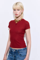 Sheer Ribbed Logo Top