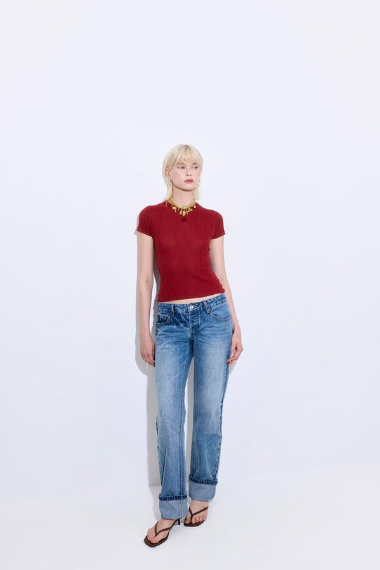 Sheer Ribbed Logo Top - Dé Rococo