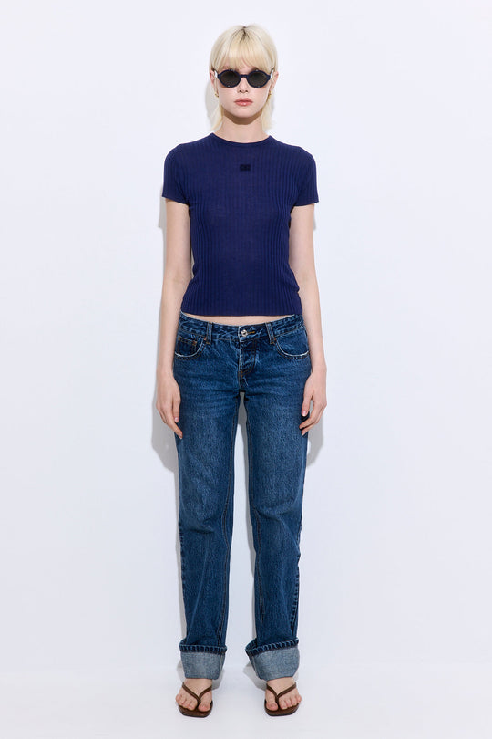 Sheer Ribbed Logo Top - Dé Rococo