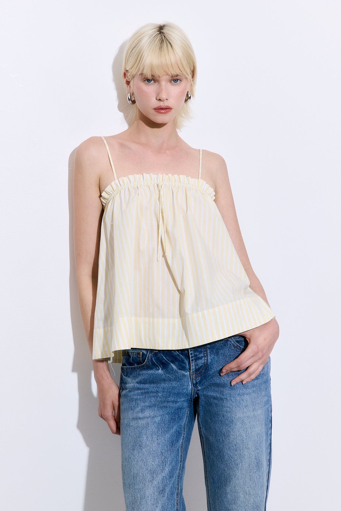 Ruffled Poplin Strappy Top - Dé Rococo
