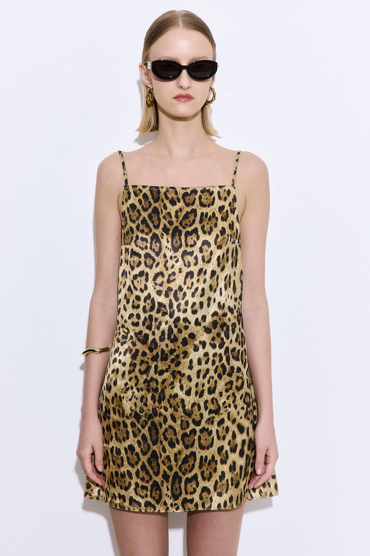 Satin Squared Neck Mini Dress