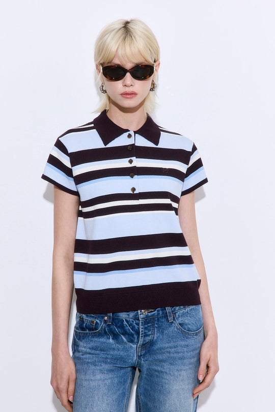 Short Sleeved Knitted Polo Shirt - Dé Rococo
