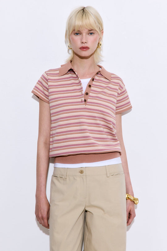 Short Sleeved Knitted Polo Shirt - Dé Rococo