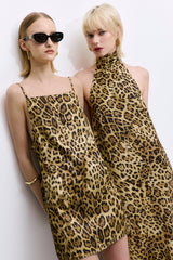 High Collar Satin Maxi Dress