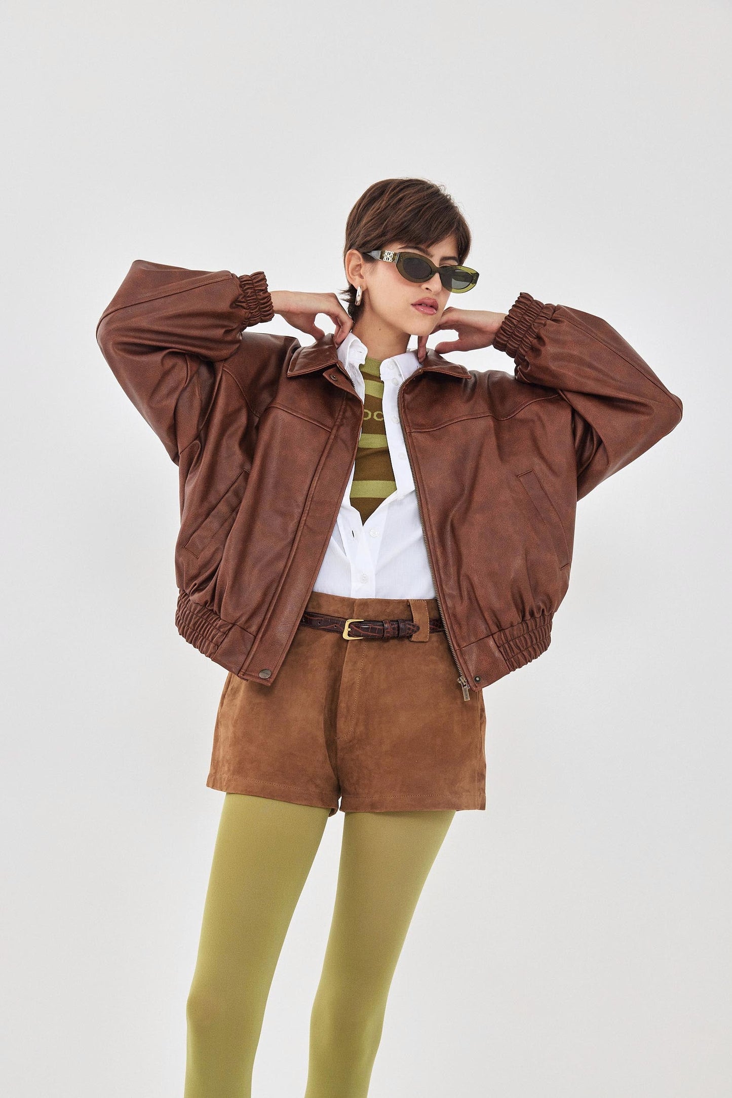 Vegan Leather Bomber Jacket - Dé Rococo