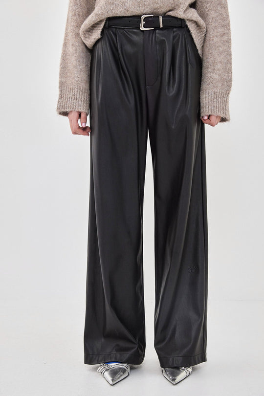 Vegan Leather Wide Pants - Dé Rococo
