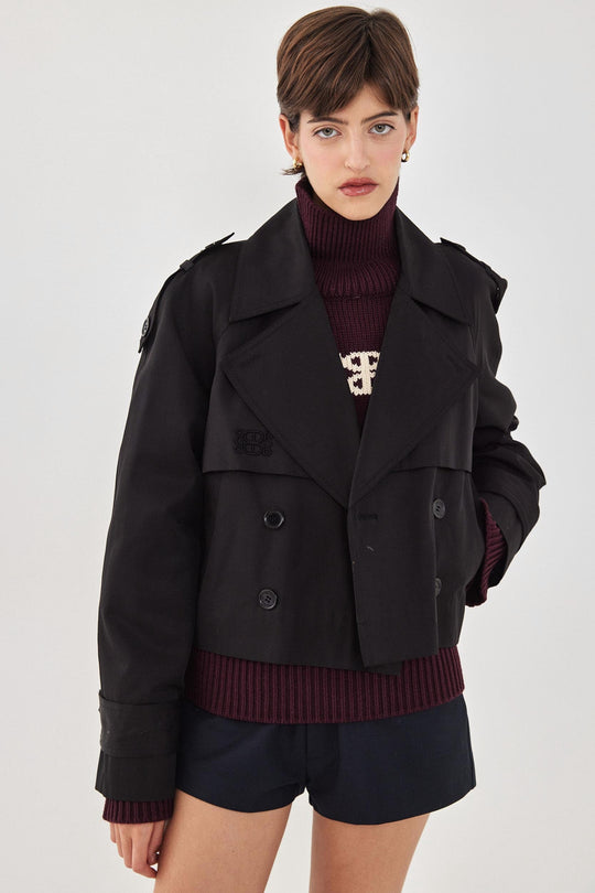 Double Breasted Cropped Trench Coat - Dé Rococo