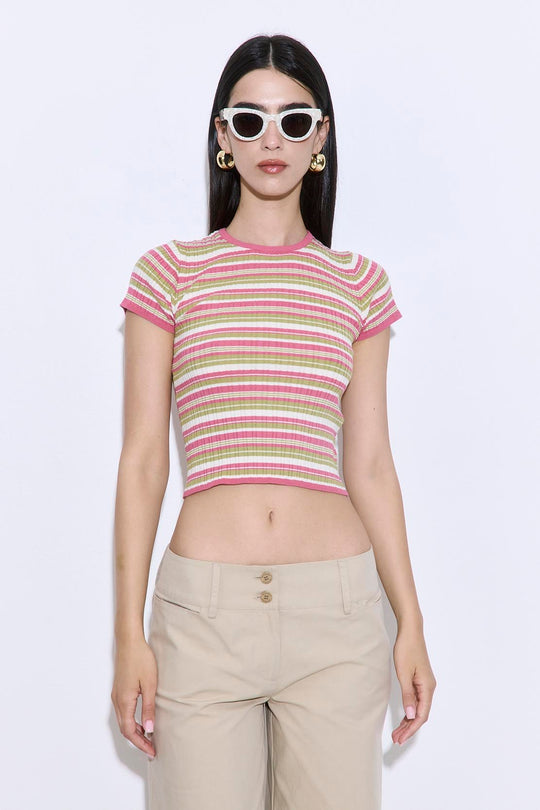 Ribbed Crew Neck Tee - Dé Rococo