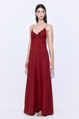 Gathered Neck Linen Maxi Dress