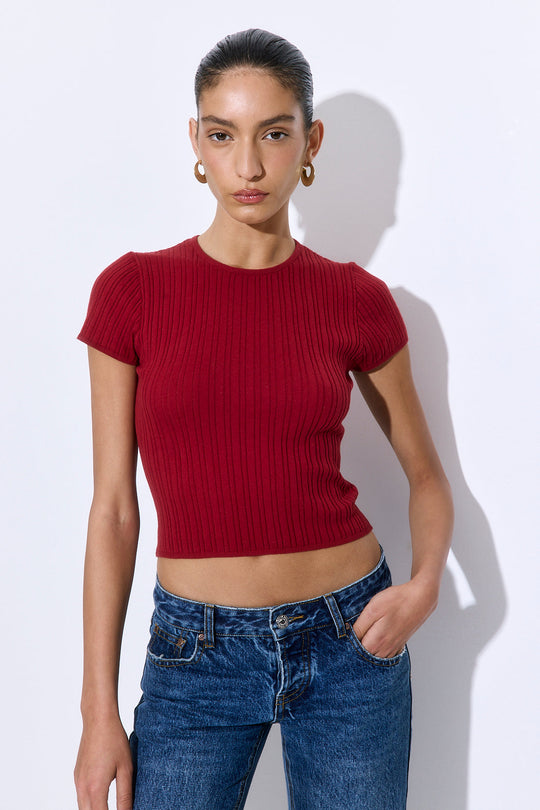 Ribbed Crew Neck Tee - Dé Rococo