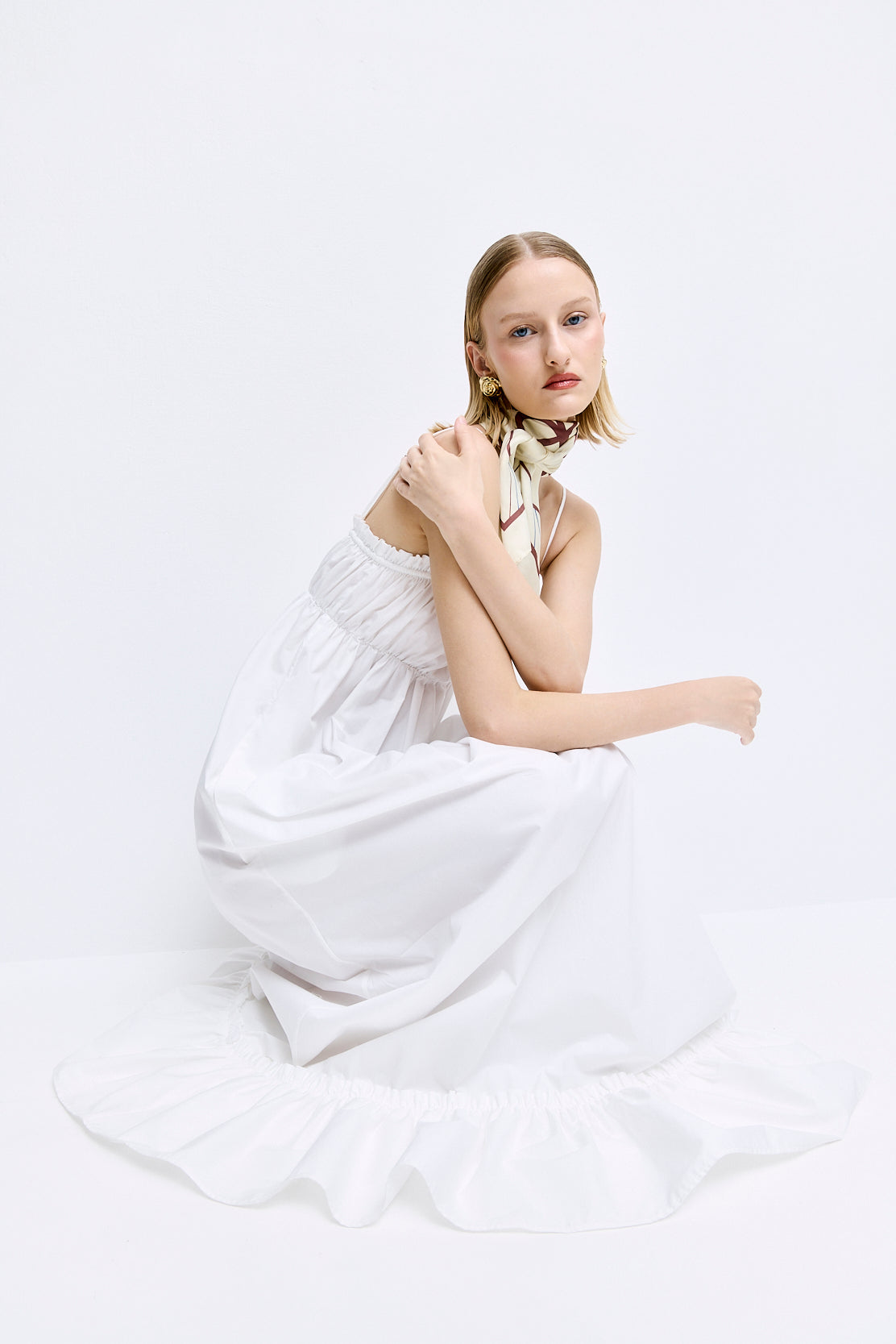 Ruffled Poplin Maxi Dress - Dé Rococo