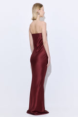 Satin Strapless Maxi Dress