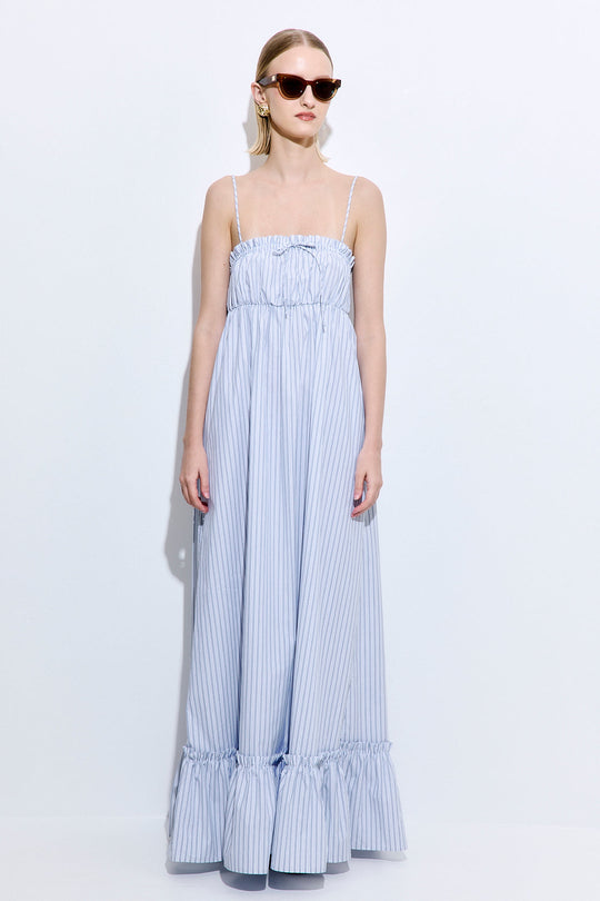 Ruffled Poplin Maxi Dress - Dé Rococo