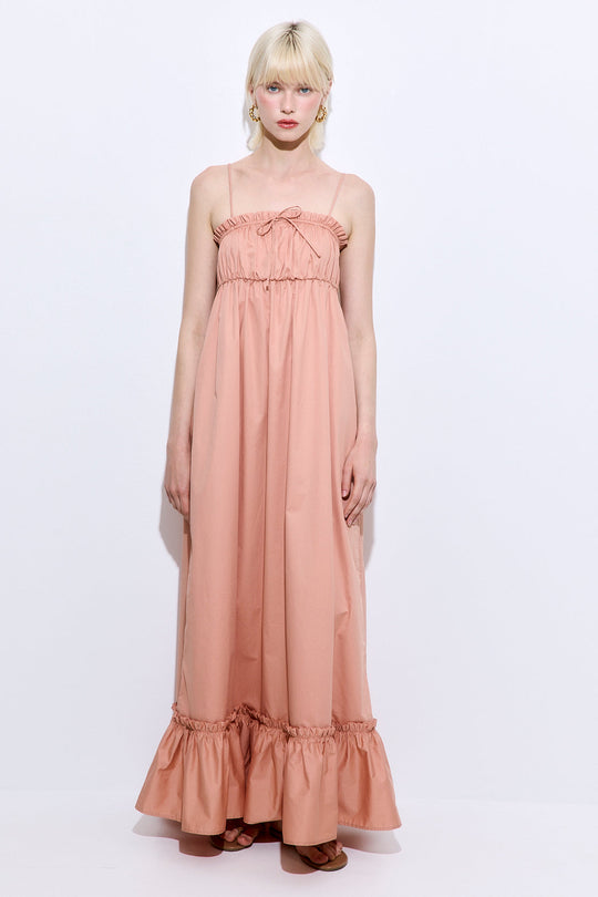 Ruffled Poplin Maxi Dress - Dé Rococo