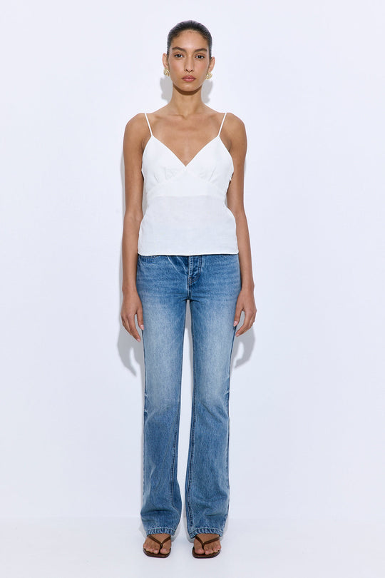 Gathered Neck Linen Camisole - Dé Rococo