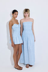 Shirred Strapless Maxi Dress