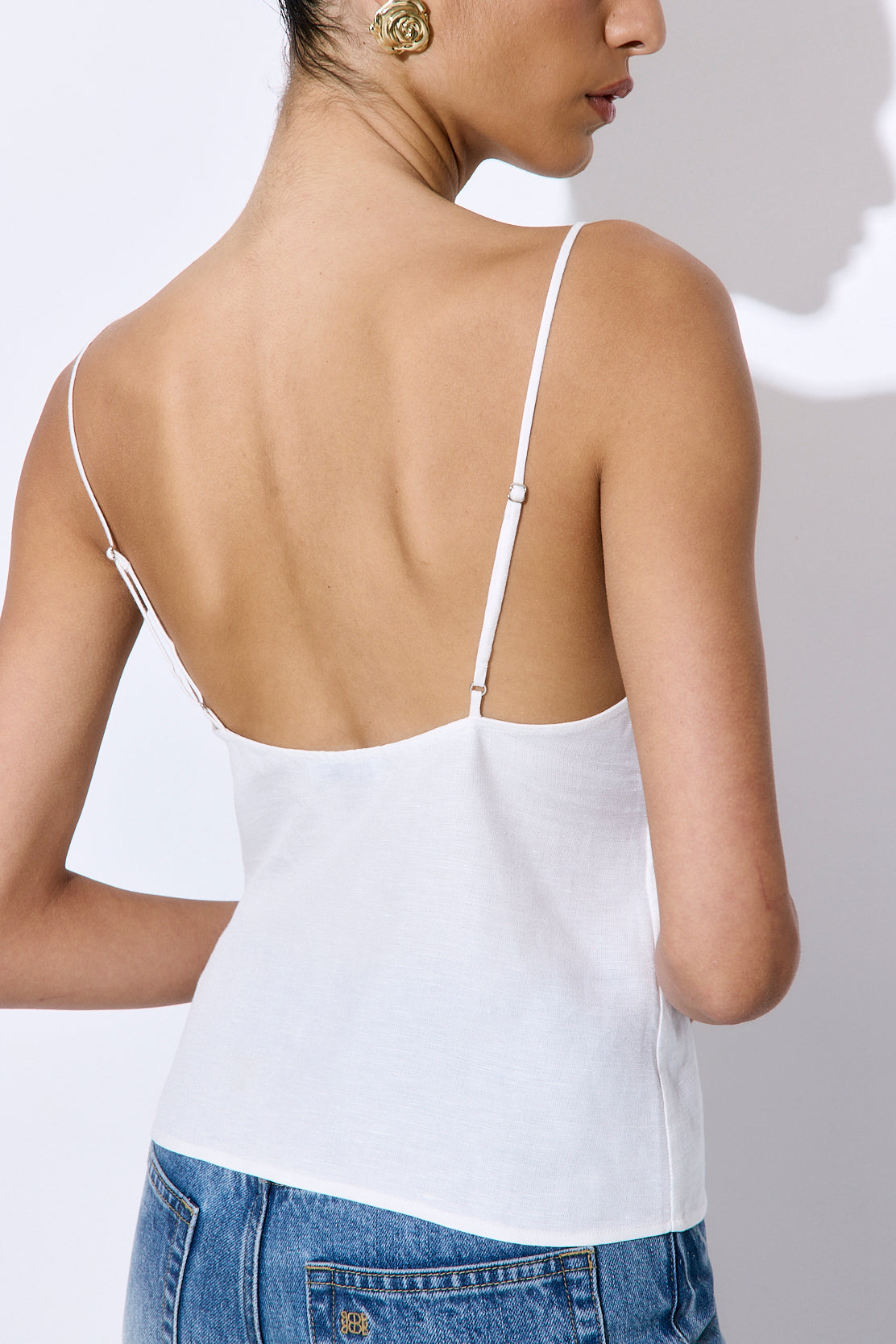 Gathered Neck Linen Camisole - Dé Rococo
