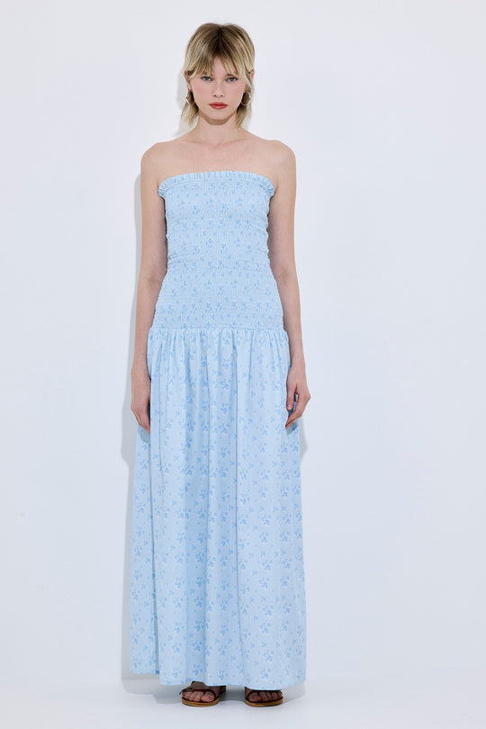Shirred Strapless Maxi Dress - Dé Rococo