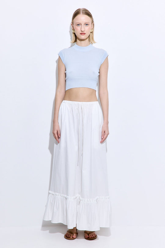 Ruffled Poplin Maxi Skirt