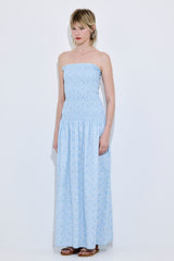 Shirred Strapless Maxi Dress
